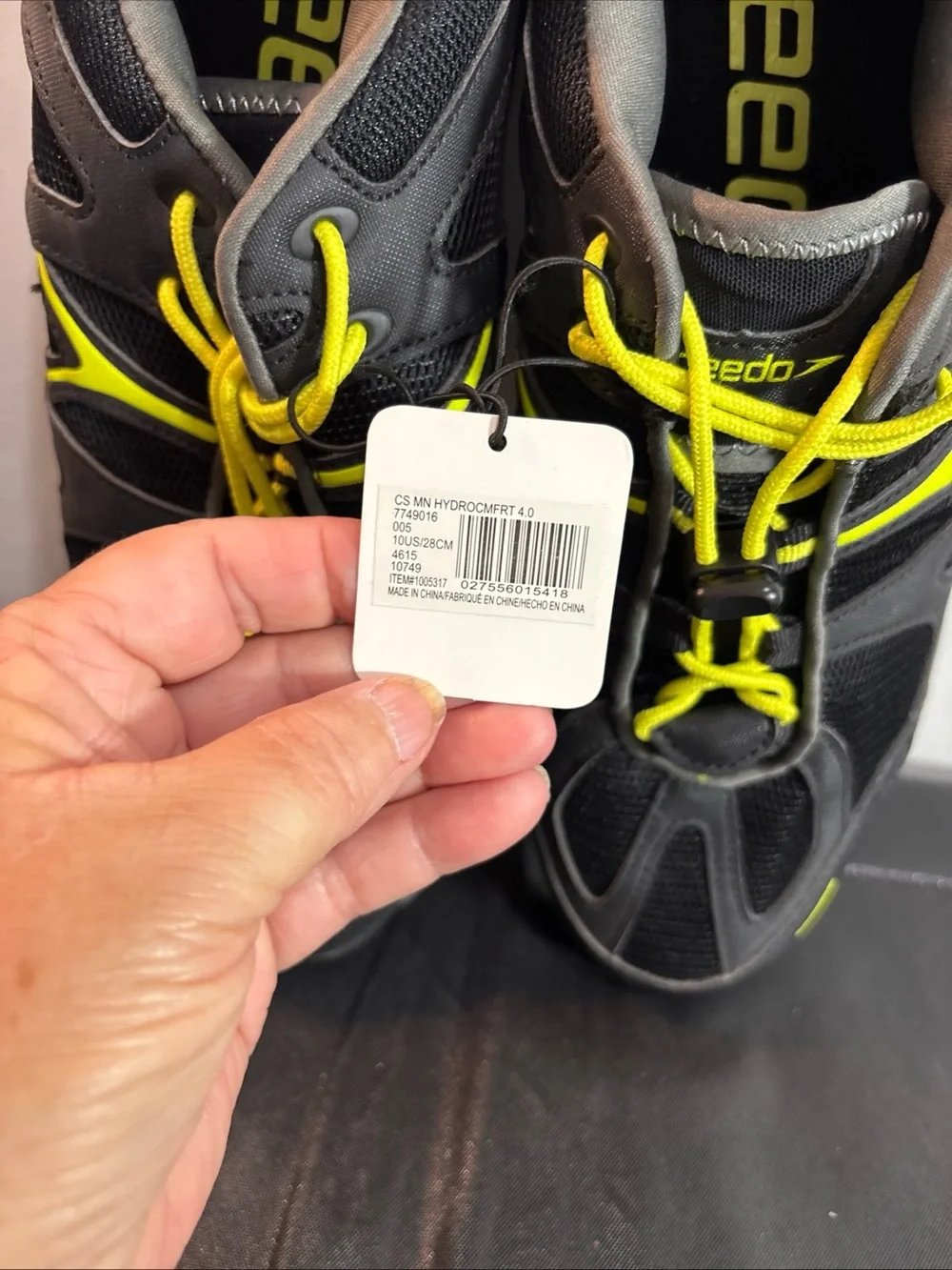 Speedo Men's Black & Yellow Swim Sneakers - Quick-Dry Water Shoes. 9/16